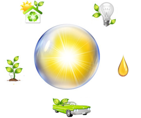 Graphic depicting sunlight into solar fuel