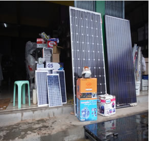 Image of off-grid solar panels and equipment
