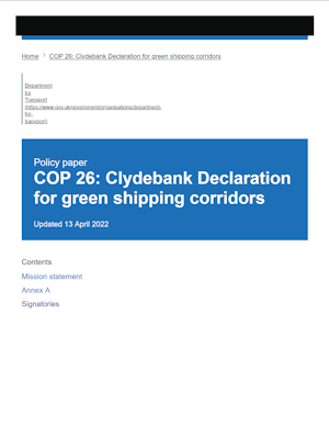 Clydebank Declaration for Green Shipping Corridors