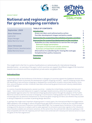 National and regional policy for green shipping corridors